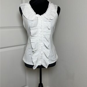 Elegant White Ruffle Front Blouse